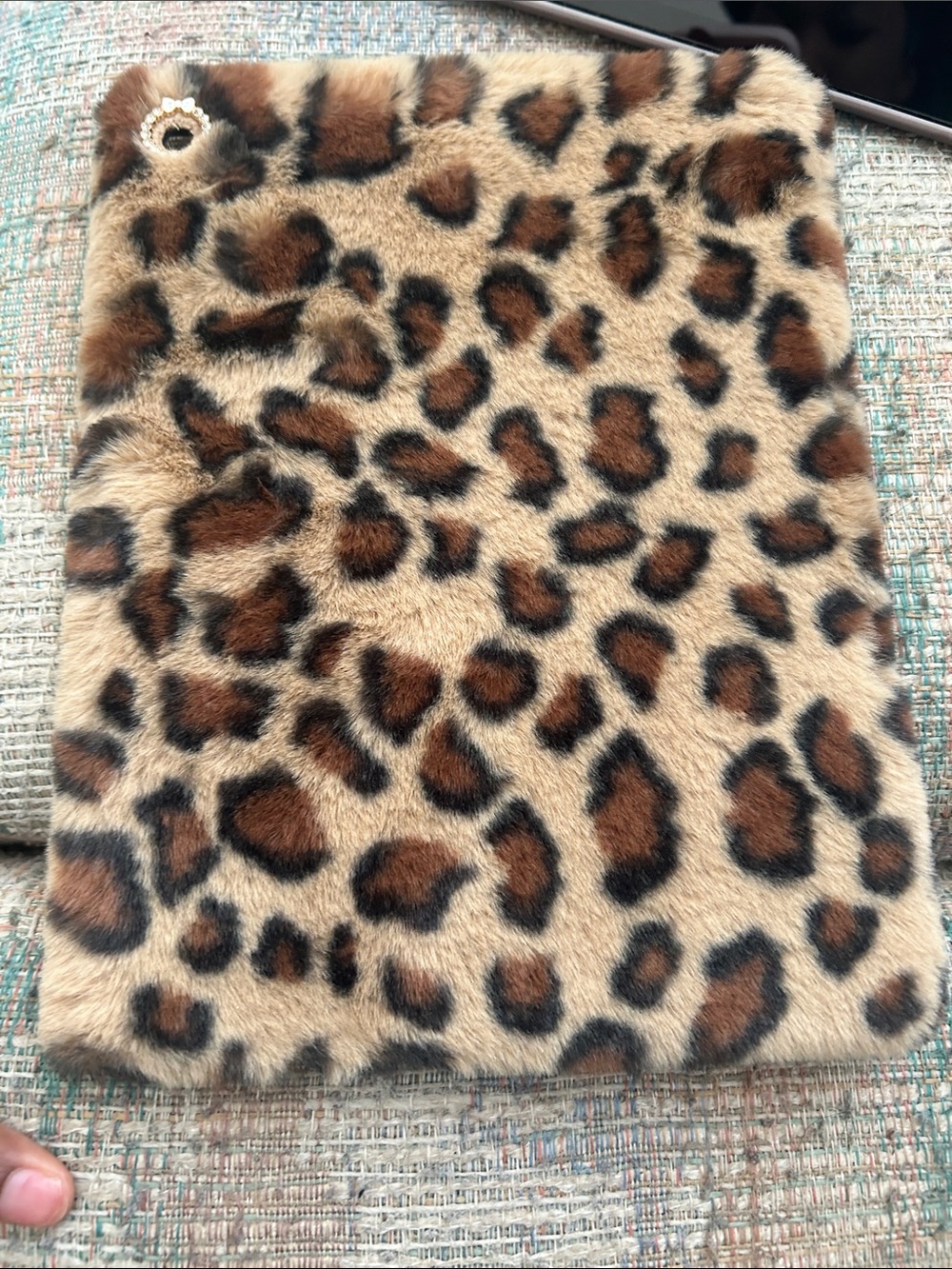 Faux Fur Leopard Print Tablet Sleeve - Brown iPad Air 8th gen 10.2 inch